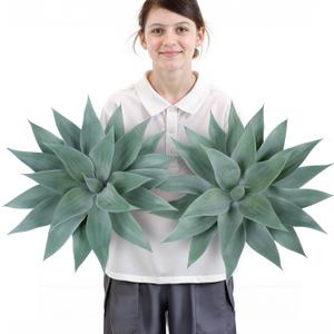 Velener Artificial Outdoor Blue Agave Plant - Small Size UV Resistant Fake Agave Plants for Indoor and Outdoor Decor(28 Inch)-2 Pack
