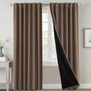 H.VERSAILTEX 100% Blackout Curtains for Bedroom with Black Liner Room Darkening Curtain 84 Inch Long Thermal Insulated Back Tab/Rod Pocket Window Treatment Drapes for Living Room, 2 Panels, Macchiato