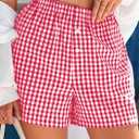 PRETTYGARDEN Womens Shorts Boxers 2025 Summer Gingham Pajama Lounge Sleep Y2K Plaid Pj Shorts Beach Bottoms (Red, S)