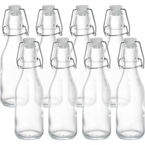 Kingrol 8 Pack 8 oz Swing Top Glass Bottles, Airtight Lid Syrup Bottles, Flip Top Brewing Bottle for Kombucha, Kefir, 2nd Fermentation, Beverages, Water