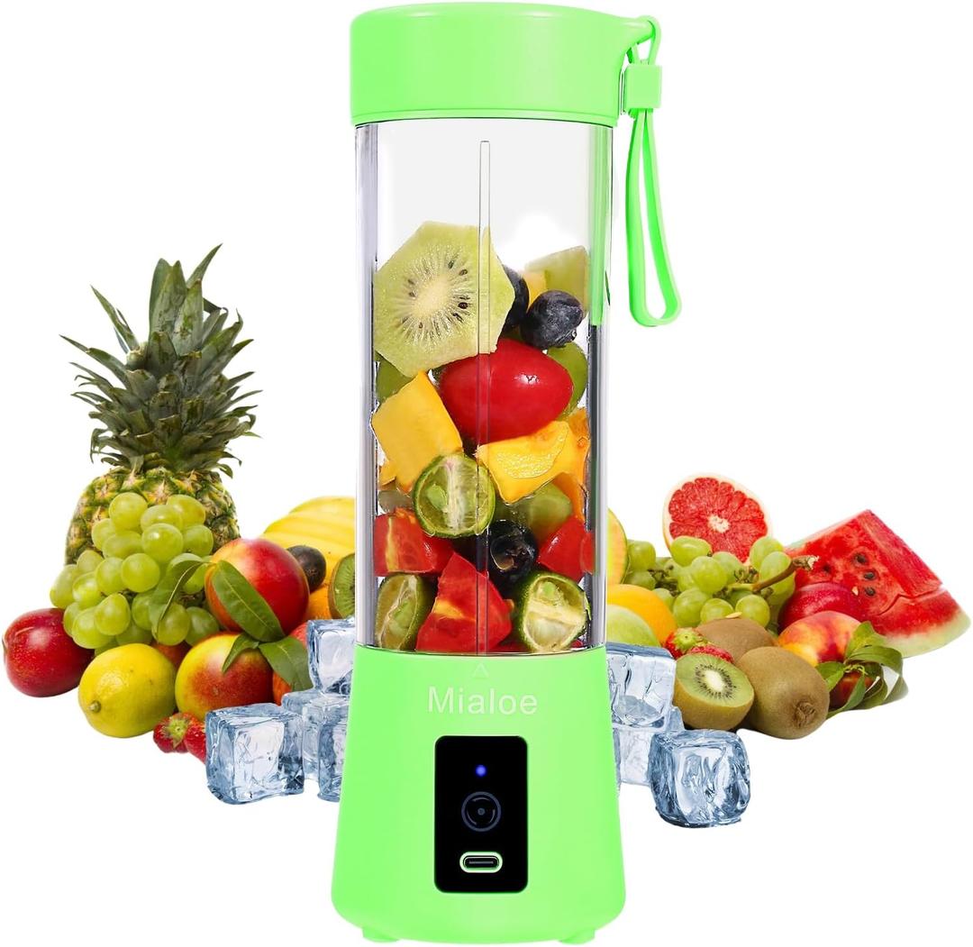 [Upgraded Version] Personal USB Juicer Cup, Portable Juicer Blender ,Household Fruit Mixer - Six Blades in 3D, Rechargeable Fruit Mixing Machine For Baby Travel 380ml(green)