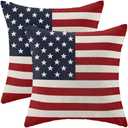 BETGINY 4th of July Pillow Covers 16x16 Set of 2, American Flag Patriotic Decorations Throw Pillow Covers Linen Farmhouse Independence Day Cushion Case for Couch Sofa Summer Home Outdoor Decor