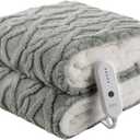 Heated Blanket Electric Throw 50''X60''-Fluffy Ultra Soft Electric Blanket with 3D Stylish Design, 240g Plus 200g Sherpa, 5 Heating Levels and 4 Hours Auto Off, Machine Washable, Gray