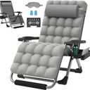 ZENPETIO Oversized Zero Gravity Chair, 33In XXL Zero Gravity Recliner Lounge Chair, Anti Gravity Chair for Indoor and Outdoor, Reclining Camping Chair for Lawn and Patio w/Cushion and Footrest, 500LBS (Grey)