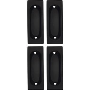 QCAA Solid Brass Rectangular Flush Pull, 3x1-1/8x3/8", Matte Black, Made in Taiwan, 4 Pack