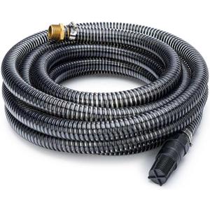 6699 25FT Suction Hose Including Check Valve and NPT 1-inch ThreadWater Inlet Pipe with Brass Adapter Easy to Connect for Shallow Well Garden Sprinkler Pump