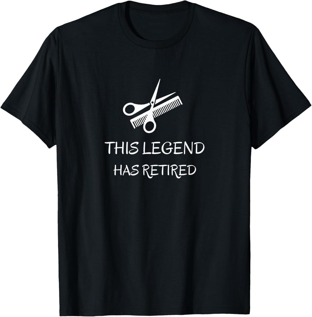Hairdresser This legend has retired Funny barber retirement T-Shirt (Black), Small