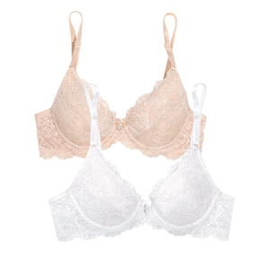 Smart & Sexy Women's Signature Lace Push-up Bra-Perfect for Seeking Effortless Style and Comfort 32B (In the Buff, White)