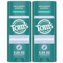 Toms of Maine Unscented Aluminum Free Natural Deodorant For Women & Men | Goes on Clear | Odor & Wetness Protection | Naturally Derived and Moisture-Locking Ingredients | 3.25 oz (2 Pack)