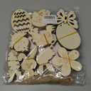 60pcs Easter Wooden Hanging Decorations, 10 Designs Unfinished Wood Bunny Ornament to Paint Egg Wood Cutout Slices Pendants & Pom Poms Stickers Cords Marker for Kids Craft DIY Easter Tree Party Favors