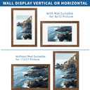 Hongkee 11x17 Frame Set of 2, Rustic Brown Wood Style - Display 11 x 17 Poster without Mat or 8x12 Picture with Mat, Wall Mounting Horizontal and Vertical