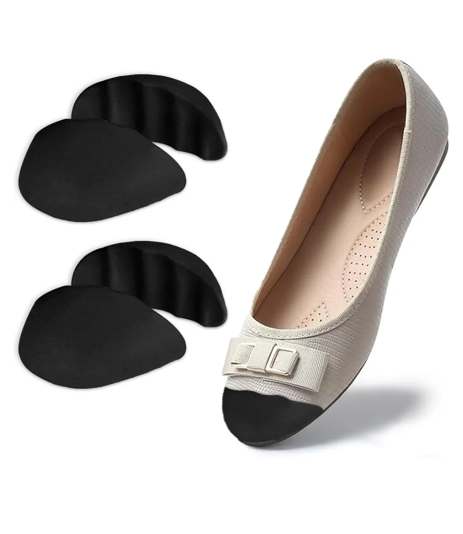 Dr.Foot Shoe Inserts for Loose Footwear, Toe Cushion for Shoes Too Big, Make Shoes Fit for Casual Sports High Heels Boots (Large: One to Two Sizes Bigger, Black)