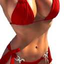 YAUASOPA Women 2PCS Shiny Diamond Bikini Set Tankini Sexy Bra Swimsuit Praty Bathing Suit (Small, Red)