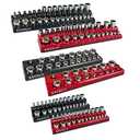 EACELIY 6-Piece Magnetic Socket Organizer Set, 1/2", 1/4" and 3/8" SAE & Metric Deep & Shallow Socket Holder Kit, holds 141 stanard Sockets, attaches to steel box/tool cart (sockets not included)