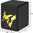 Ultra Pro Elite Series: Pikachu Alcove Flip Deck Box - Premium Leatherette Magic for 100 Double-Sleeved Pokemon Cards & Magic the Gathering - Magnetic Closure & Humor for Trading Card Fans!