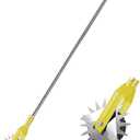 BARAYSTUS Wheel Rotary Edger Lawn Tool, Grass Edge Trimmer, Sidewalk Manual Lawn Edger, Strong 3 Sections Stainless Steel Handle with Cushion Grip, 58.3-Inch (Yellow)