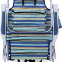 Yestomo Backpack Beach Chair for Adults, Folding Beach Chair with 4 Positions, Heavy Duty Chair with Large Cooler Pouch Support to 350LBS (Stripes_Blue&Cyan&Yellow)