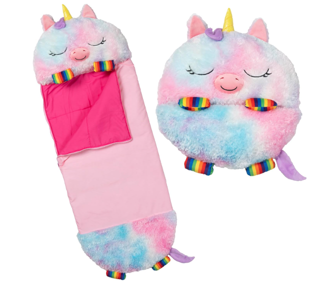 Pillow & Sleepy Sack: Medium - Rainbow Unicorn - 54 x 20, Plush Animal Character, 2-in-1 Pillow Sleeping Bag, Play, Kids Ages 3+