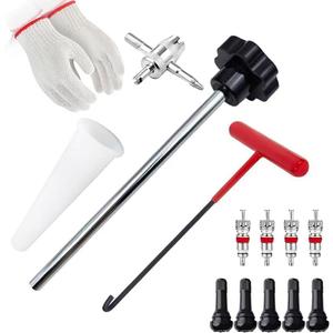 Tire Valve Stem Removal Installation Tool Kit,Tire Valve Core Removal Replacement Tool Kit,TR413 Valves with Valve Core and Valve Core Disassemble Tool,for Cars Lawn Mowers ATVs Motorcycles