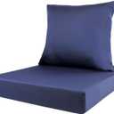 Outdoor Seat Cushion Set 22 x 22 x 3 in Water-Resistant & Fade-Resistant Patio Furniture Cushions with Removable Cover Deep Seat & Back Cushion with Handle and Adjustable Straps-Blue