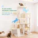 Hey-brother Cat Tree Tower with 3 Condos, Step Climbing Pathway MPJ081M