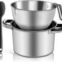 Marsheepy Double Boiler Pot Set,2000ML/1.8QT Mixing Bowl for Chocolate Melting, 2800ML/ 2.54QT 304 Stainless Steel Pot With Silicone Spatula for Melting Chocolate, Candy, Candle, Soap, Wax