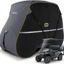 Golf Cart Cover 420D Waterproof Innovative 360 Windproof Design, Fits for Club Car, EZgo, Yamaha, and More 4/6 Passenger Golf Cart - Black/Gray