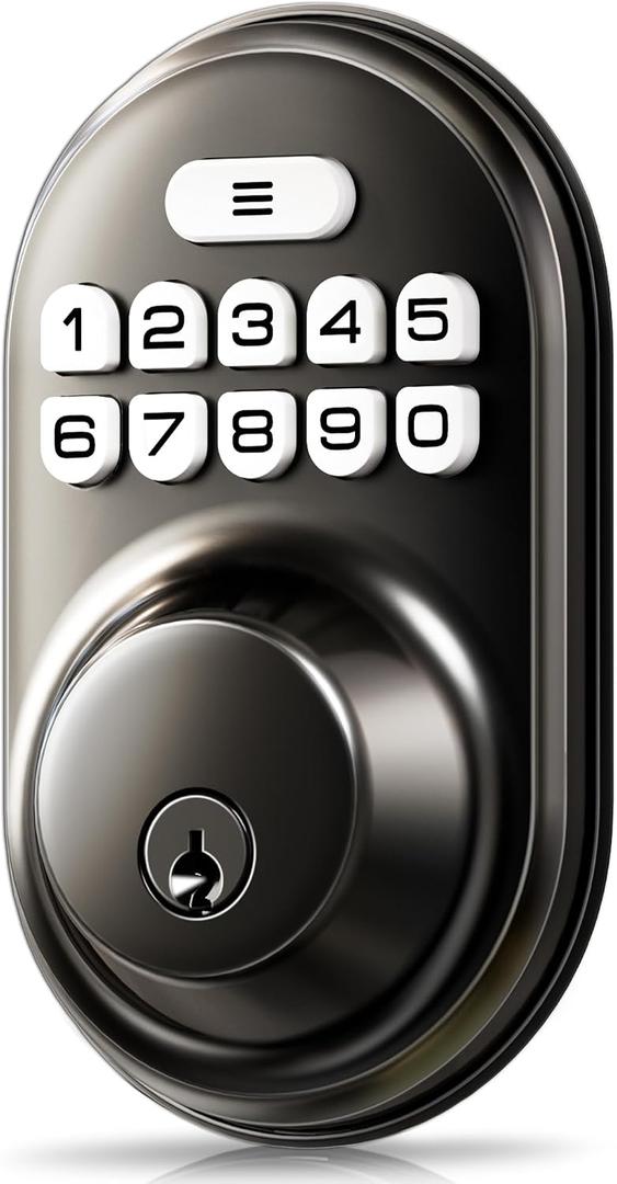 Veise Keyless Entry Door Lock, Electronic Keypad Deadbolt, Keyed Entry, Auto Lock, Anti-Peeking Password, Back Lit & Easy Installation Design, Matte Black