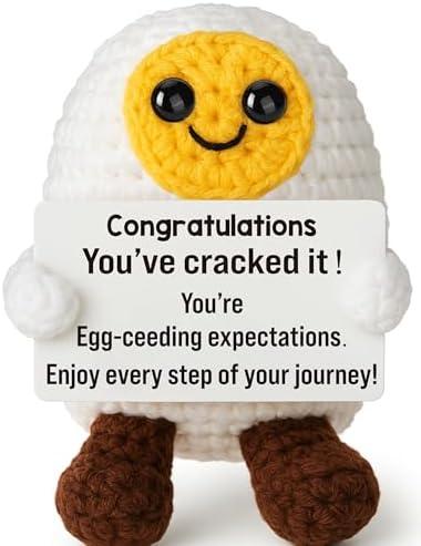 MAMAGIFTREE Graduation Crochet Egg Gifts 2025 – Funny Handmade Small Stuffed for Senior, College, Highschool Congrats Grad Career Success, Achievement Encouragement for Her or Him 5th 6th 8th Grade