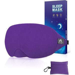 Mavogel Cotton Sleep Eye Mask - Breathable Light Blocking Sleep Mask, Soft Comfortable Night Eye Mask for Men Women, Eye Cover for Travel/Sleeping/Shift Work, Includes Travel Pouch (Purple)