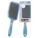 Conair Velvet Touch Paddle Cushion hair brush - Detangling hairbrush - curly or straight styles - men or women - detangler - features soft touch handle - Sky Blue (1 Count (Pack of 1))