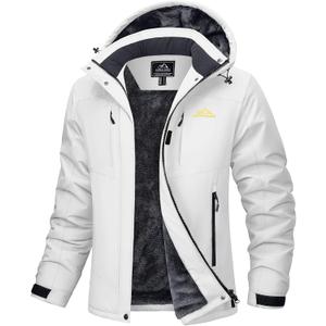 MAGCOMSEN Women's Ski Jacket Snow Winter Coat Waterproof Insulated Warm Fleece Thermal Skiing Jacket Windproof Raincoat (X-Large, White)