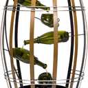 Alpine Corporation IPS246 31" Rustic Wine Barrel Metal Tiered Fountain with LED Lights, Indoor Cascading Water Feature for Home, Wine Bar & Living Room Dcor, Brown