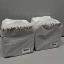 2 x La Jolie Maison Fluted Cardboard Storage Baskets with Leather-Like Lids, Sturdy Stackable Paper Cube Boxes Decorative Tray, Modern Basket Organizer Bins for Jewelry Shelves Bathroom, BeigeSet of 2