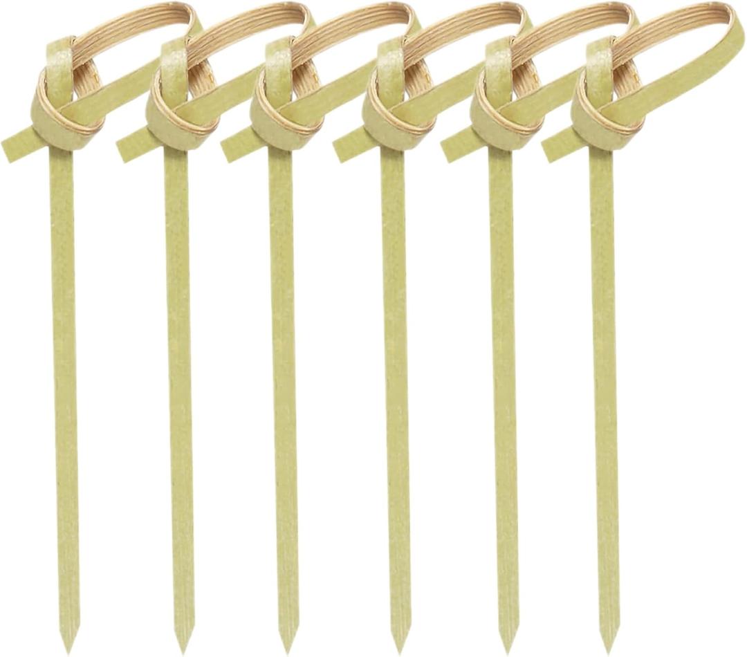 300PCS 4 Inch Bamboo Cocktail Picks - Knot Picks, Skewers, Toothpicks for Appetizers & Events (Green)
