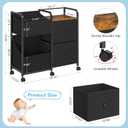 Baby Diaper Caddy Organizer Cart with Wheels, 2 Tier Rolling Cart with Dividers and Drawers, Mobile Utility Cart Bedside for Nursery, Bedroom, Baby Newborn Essentials Storage Cart, Black