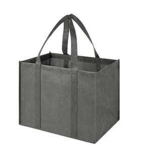 LadyRosian Reusable Grocery Bags Extra Large Foldable Shopping Bags 1 Pack Heavy Duty Kitchen Tote Bags with Handle Can Hold 45+lbs, Stands Upright, Foldable & Washable (Grey) 14x13x14