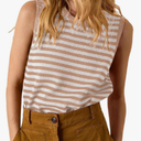 Hongsui Women's Striped Color Block Sweater Vest Ribbed Knit Tank Tops Oversized Crewneck Pullover, XS