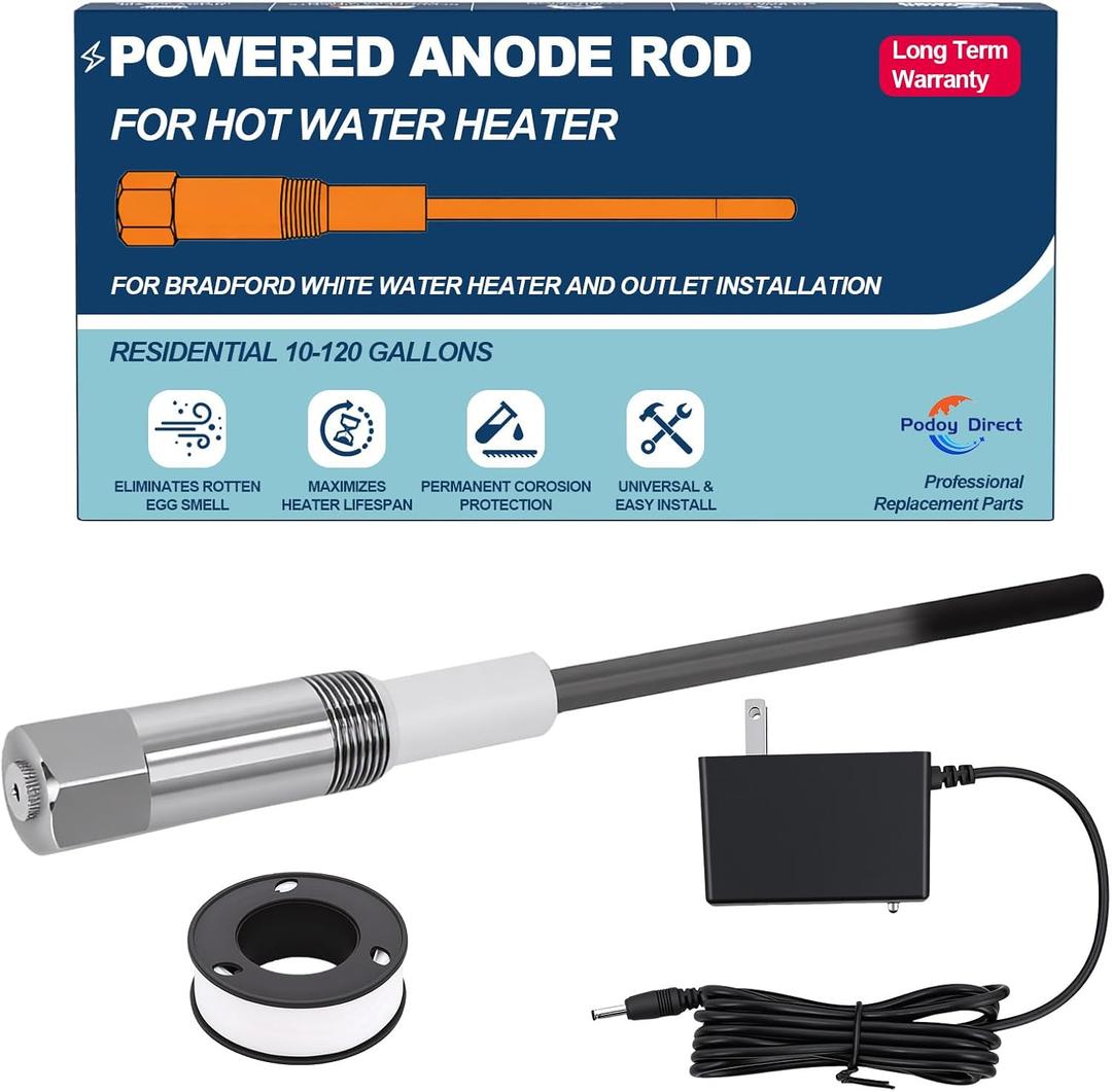 Anode Rod for Hot Water Heater Powered Titanium Anode Rod Suitable for 40-89 Gallon Water Tanks24 Hour Odor Elimination, Stops Corrosion, Universal Fit Except NOT Compatible with Bradford White