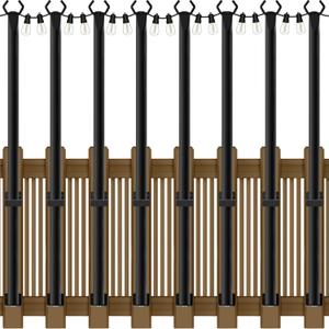 8 Pack 5Ft String Light Poles,Light Poles for Outside String Lights,Outdoor Light Poles with Fork,Metal Pole Stand for Patio,Backyard,Deck