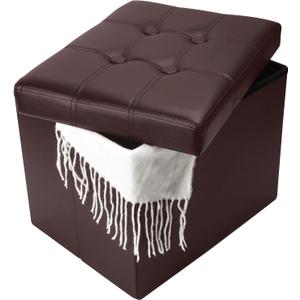 Storage Ottoman, Folding Foot Stool with Thicker Foam Padded Seat Small Leather Storage Ottoman Bench Foot Rest for Living Room Foldable Coffee Table 17x13x13in,Brown Storage Ottoman, Folding Foot Stool with Thicker Foam Padded Seat Small Leather Storage Ottoman Bench Foot Rest for Living Room Foldable Coffee Table 17x13x13in,Brown