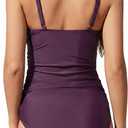 Buauty Women's V Neck Ruched One Piece Swimsuit Tummy Control Bathing Suits Flattering Beach Vacation Swimwear Black (L)