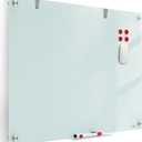 Glass Whiteboard Dry Erase Board - TANKEE Magnetic Glass White Board 36 x 24 Inches, Modern Large Frameless White Board for Wall, Office, Home, School, with Marker Tray, 3' x 2'