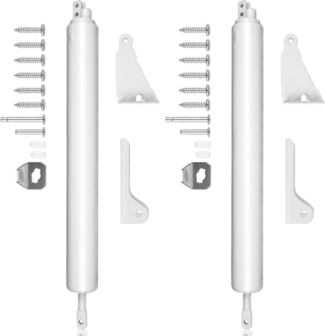 Door Closer Storm Door Handle Replacement, Adjustable Closing Buffer Speed, 2 Pcs White Screen Door Handle for Magnetic Closure, Lock, Handle and Hinge Adjustment Tool for Home (White)