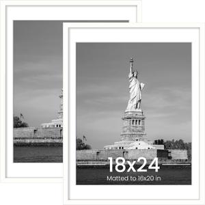 ENJOYBASICS 18x24 Picture Frame, Display Poster 16x20 with Mat or 18 x 24 Without Mat, Wall Gallery Photo Frames, White, 2 Pack