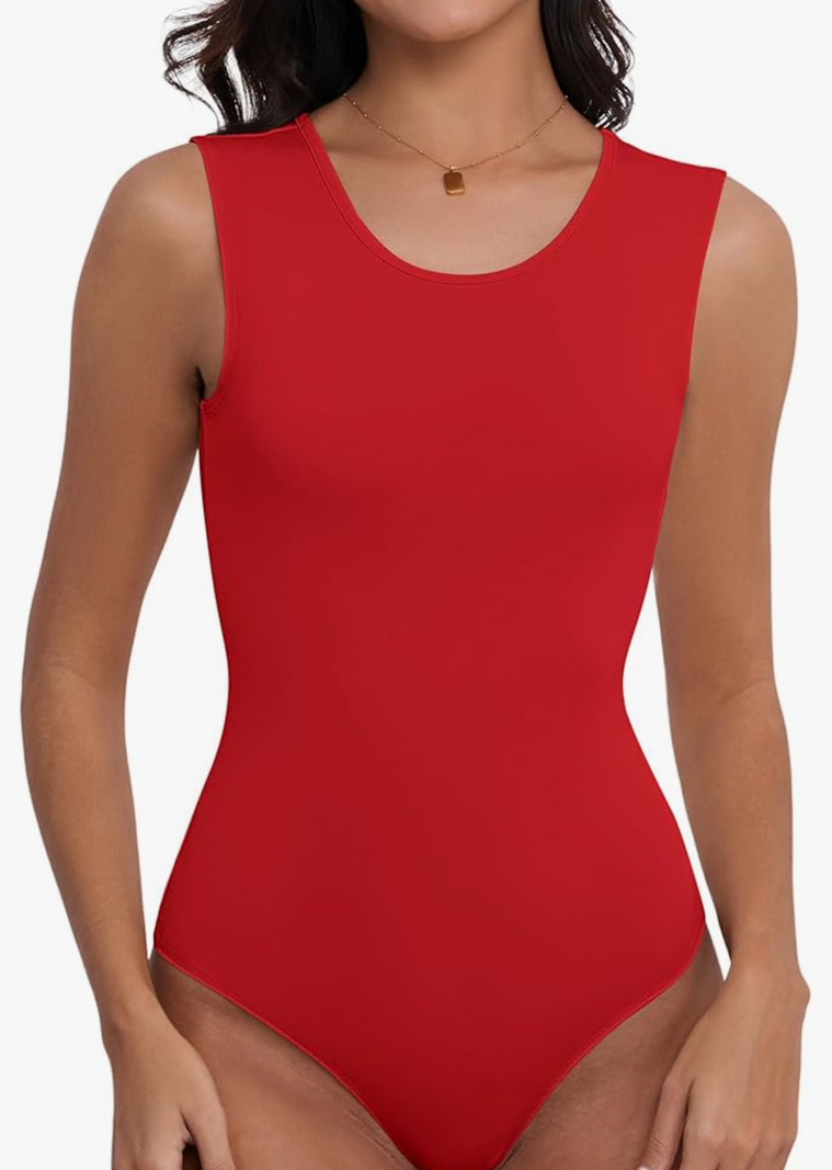 Cute Sleeveless Tank Tops Bodysuit for Women Crew Neck Casual 2026 Summer Tops, Size: XL