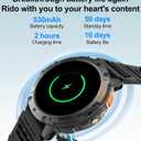 Smart Watches for Men with Flashlight(Answer/Make Calls),1,43" AMOLED Military Rugged Tactical Smartwatch,5ATM Waterproof/Heart Rate Monitor/Fitness Tracker for iOS Android,3-Bead (Large)