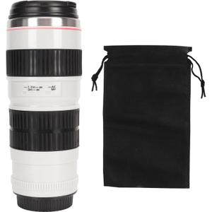 Fdit Camera Lens Coffee Mug Stainless Steel Travel Cup Insulated Vacuum Bottle Multipurpose Pen Holder for Men Women (White)