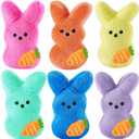 4Pcs New Upgrade Easter Bunny Plush, Easter Rabbit with Carrot Stuffed Animals, Adorable Easter Basket Easter Bunny Decorations for Kids (Multicolored)