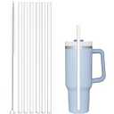 Beonsky Replacement Straw Compatible with Stanley 40 oz 30 oz Cup Tumbler, 6 Pack Reusable Straw with Cleaning Brush, Plastic, Clear